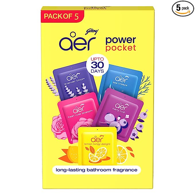 Godrej aer Power Pocket Bathroom Freshener Assorted (Pack of 5)