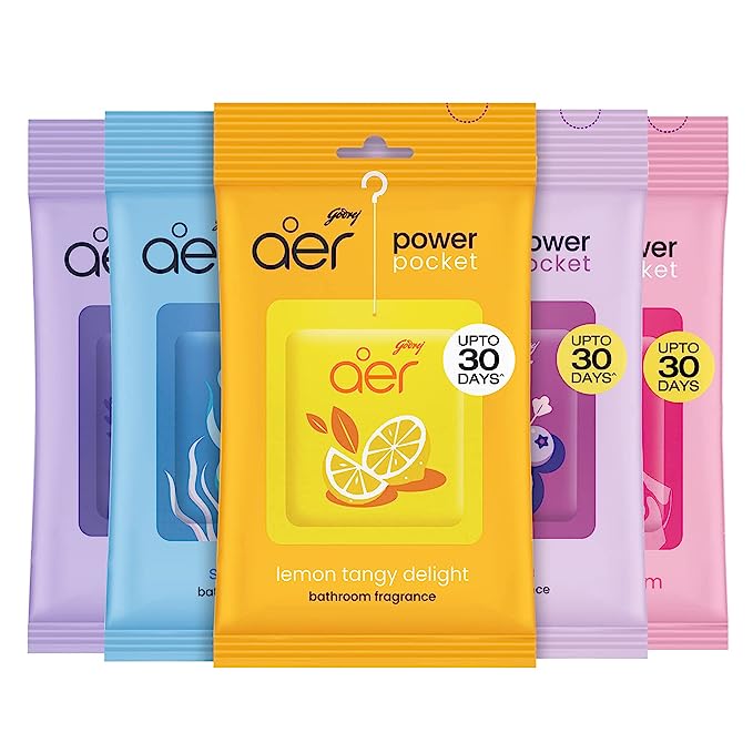 Godrej aer Power Pocket Bathroom Freshener Assorted (Pack of 5)