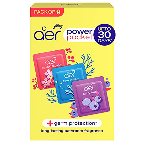 Godrej aer Power Pocket Bathroom Freshener Assorted (Pack of 9)