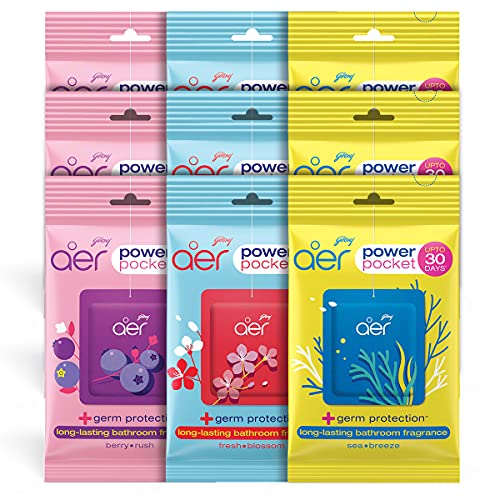 Godrej aer Power Pocket Bathroom Freshener Assorted (Pack of 9)