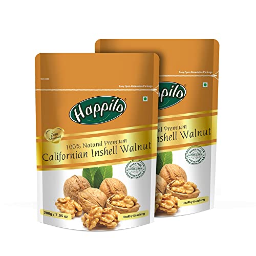 Happilo 100% Natural Californian Inshell Raw Walnut Kernels, 200gm Pack of 2