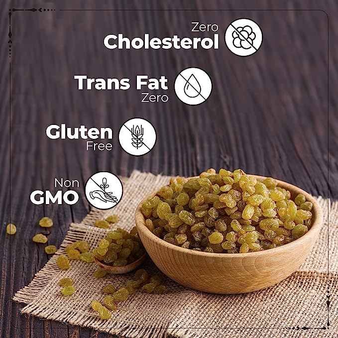 Happilo Premium Seedless Green Raisins, 250gm (Pack of 2)