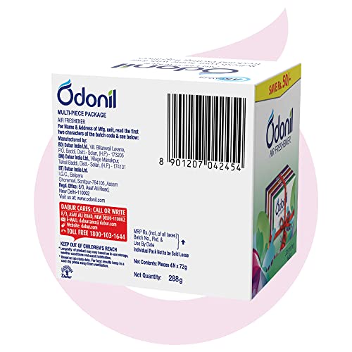 Odonil Bathroom Air Freshener Blocks Mixed Fragrances, 300gm (Pack of 4)