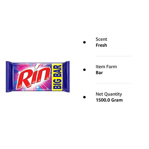 RIN Detergent Bar, 250gm (Pack of 6)