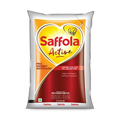 Saffola Active Refined Oil Blend of Rice Bran Oil & Soyabean Oil Pouch