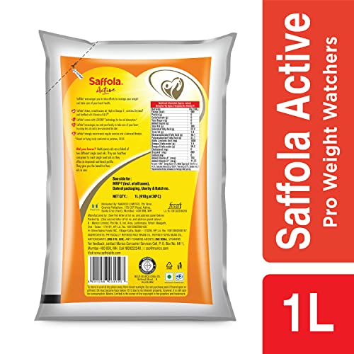 Saffola Active Refined Oil Blend of Rice Bran Oil & Soyabean Oil Pouch