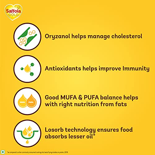 Saffola Gold Refined Oil Blend of Rice Bran oil & Sunflower oil Pouch