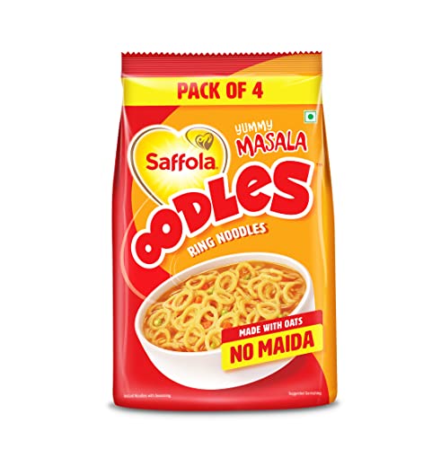 Saffola Oodles Instant Noodles Yummy Masala Flavour, 53gm (Pack of 4)