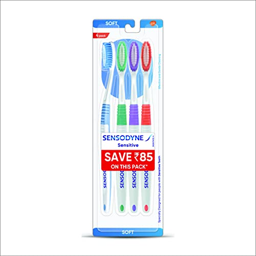 Sensodyne Toothbrush Sensitive tooth brush with soft rounded bristles (Pack of 4)