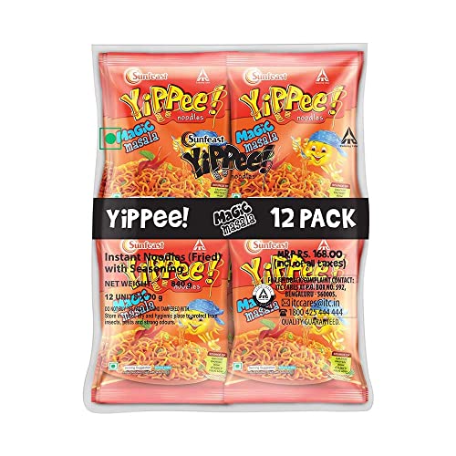 Sunfeast YiPPee Magic Masala Instant Noodles, 720 gm (Pack of 12)