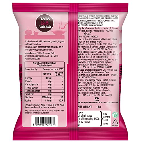 Tata Salt Pink Salt, With 100% Natural Sendha Salt, Rock Salt for Everyday Cooking, Iodized Rock Salt
