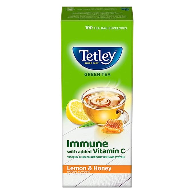 Tetley Lemon & Honey, Immune with Added Vitamin C, Flavored Green Tea