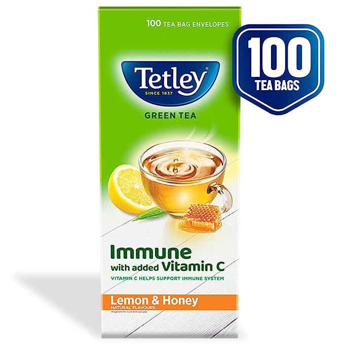 Tetley Lemon & Honey, Immune with Added Vitamin C, Flavored Green Tea