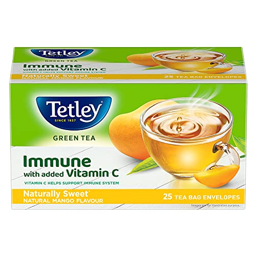 Tetley Naturally Sweet Green Tea with Mango Flavour, Immune with Added Vitamin C