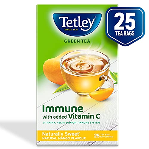 Tetley Naturally Sweet Green Tea with Mango Flavour, Immune with Added Vitamin C
