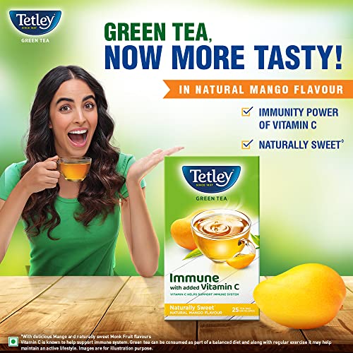 Tetley Naturally Sweet Green Tea with Mango Flavour, Immune with Added Vitamin C