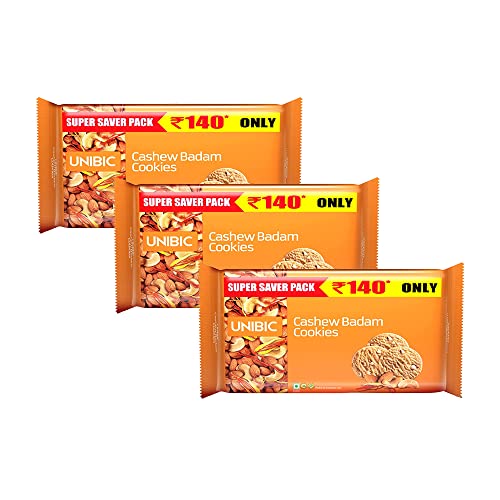 UNIBIC Cookies, Cashew Badam Cookies, 500gm (Pack of 3)