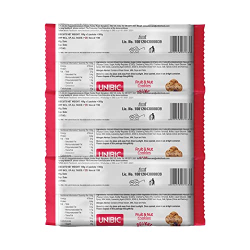 UNIBIC Fruit & Nut Cookies, 500gm (Pack of 2)