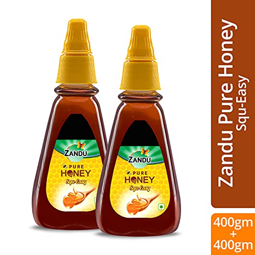 Zandu Pure Honey, 100% Purity, No Added Sugar, 400gm (Pack of 2)