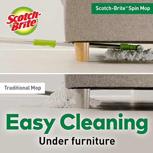 Scotch-Brite 2-in-1 Bucket Spin Mop (Green, 2 Refills)