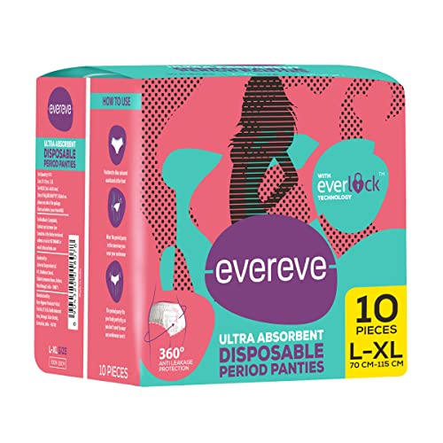 EverEve Ultra Absorbent Heavy Flow Disposable Period Panties for Sanitary Protection, L/XL