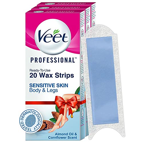 Veet Full Body Waxing Kit for Sensitive Skin, 20 Strips (Pack of 3)