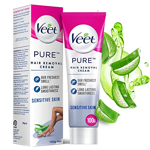 Veet Pure Hair Removal Cream for Women With No Ammonia Smell, Sensitive Skin, 100gm (Pack of 3)