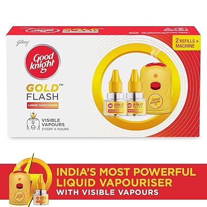 Good knight Gold Flash Liquid Vapourizer Mosquito Repellent (Machine + Pack of 4 Refills)