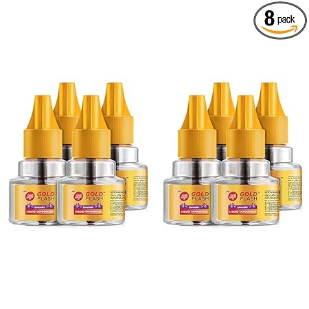 Good knight Gold Flash Liquid Vapourizer Mosquito Repellent Refill - Lavender Fragrance (Pack of 8)
