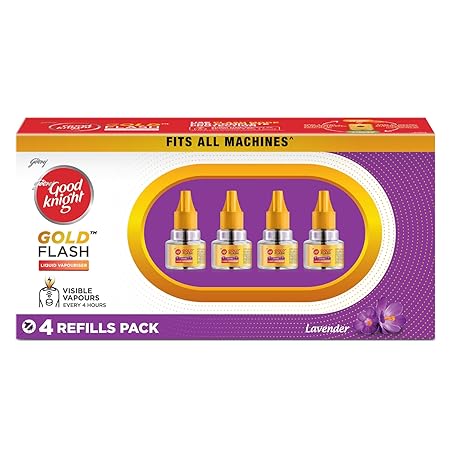 Good knight Gold Flash Liquid Vapourizer Mosquito Repellent Refill - Lavender Fragrance (Pack of 8)