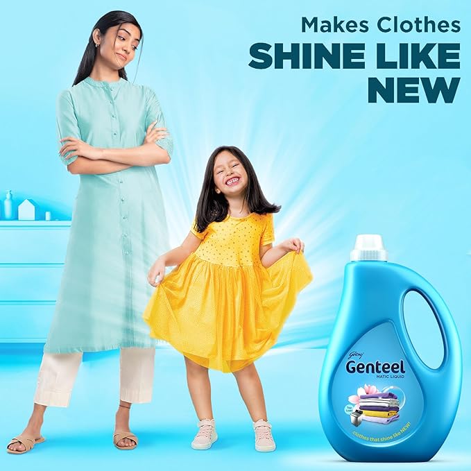 Genteel Matic Liquid Detergent For Top load Washing 1kg bottle + 1kg Refill Pouch