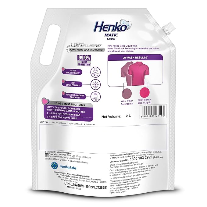 Henko Matic Top Load Liquid Detergent Refill Pouch