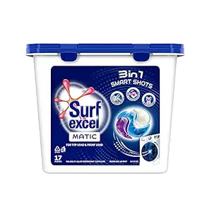 Surf Excel 3-in-1 Smart Shots Liquid Detergent For Front Load & Top Load Washing Machines