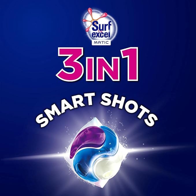 Surf Excel 3-in-1 Smart Shots Liquid Detergent For Front Load & Top Load Washing Machines