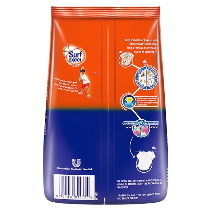 Surf Excel Quick Wash Detergent Washing Powder with Lemon & Bleach