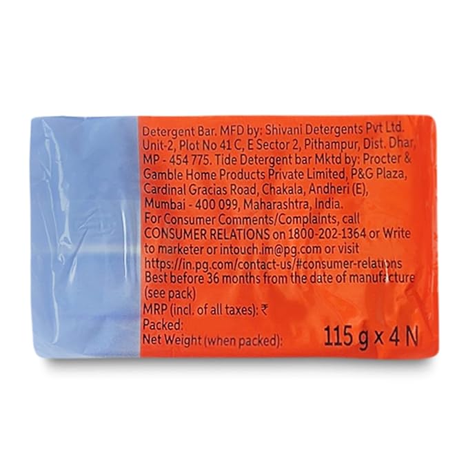Tide Blue Detergent Bar Multipack (115G x 4) 3 + 1 Free
