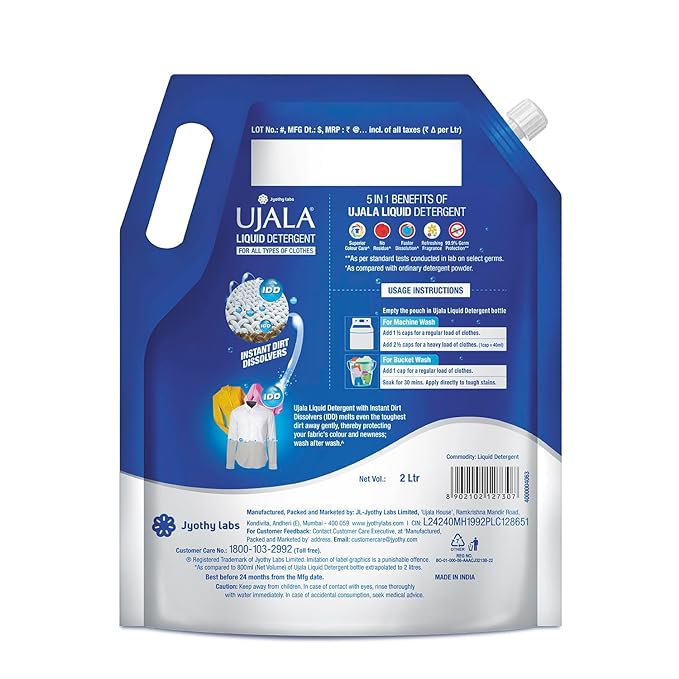 Ujala Liquid Detergent Refill For Bucket Wash & Top Load Washing Machine