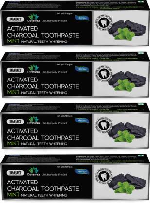 Jagat Devsutra Dr Trusted Ayurvedic HERBAL Activated Charcoal Toothpaste & Fresh Mint Toothpaste, Pack of 2