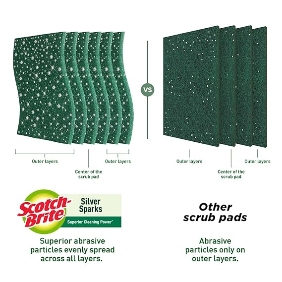 Scotch Brite 1 Stainless Steel Scrubber and 2 Scrub pads Combo