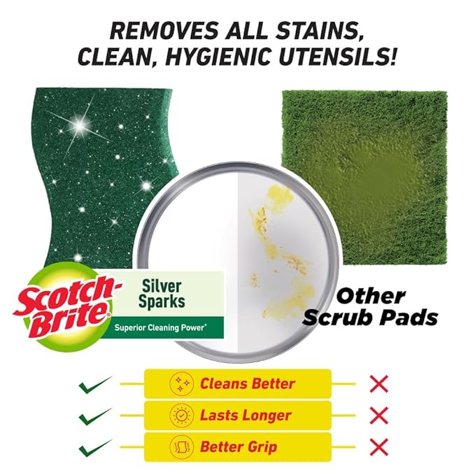 Scotch Brite Silver Sparks Scrub Pad, Pack of 6