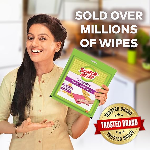 Scotch Brite Sponge Wipe Resusable Kitchen Cleaning Sponge, Pack of 3