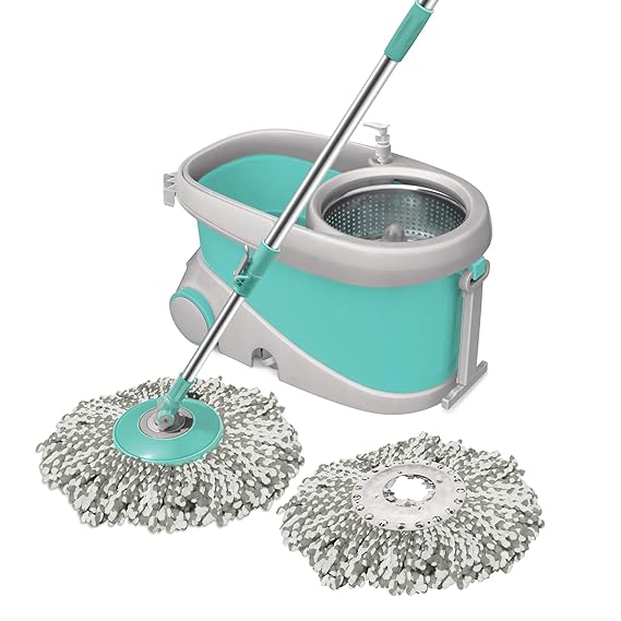 Spotzero by Milton Prime Spin Mop with Big Wheels and Stainless Steel Wringer Bucket