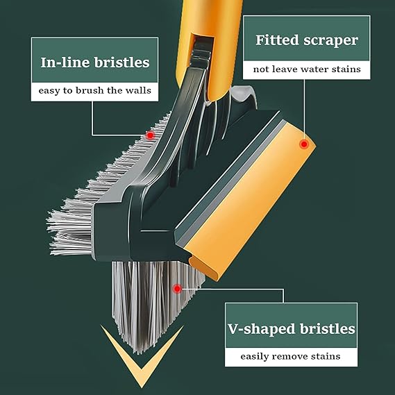 VYOOx3 in 1 Floor Scrub Brush Tiles Cleaning Brush with Handle