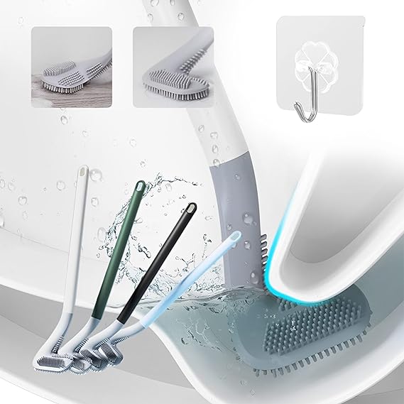 Zureni Golf Shape Silicone Toilet Brush with Self Adhesive Wall Hook Holder