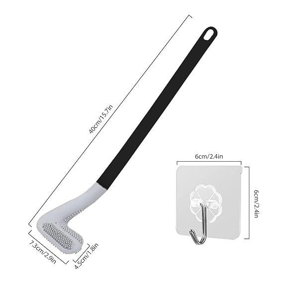 Zureni Golf Shape Silicone Toilet Brush with Self Adhesive Wall Hook Holder