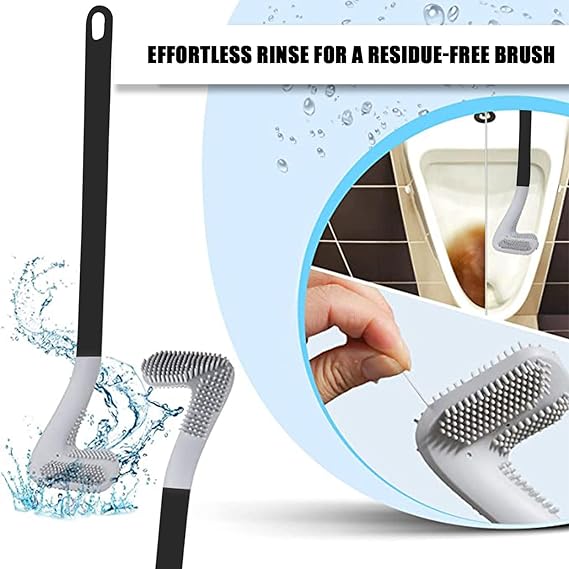 Zureni Golf Shape Silicone Toilet Brush with Self Adhesive Wall Hook Holder