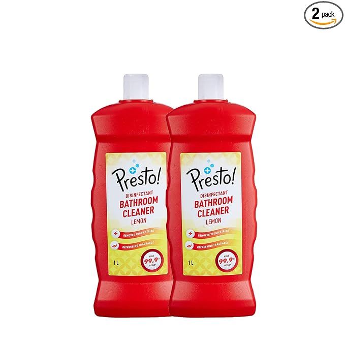Amazon Brand - Presto Bathroom Cleaner (Lemon), Pack of 2