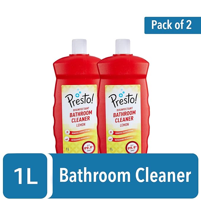Amazon Brand - Presto Bathroom Cleaner (Lemon), Pack of 2
