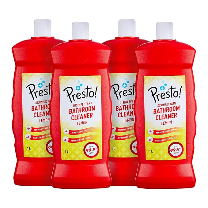 Amazon Brand - Presto Bathroom Cleaner (Lemon), Pack of 4