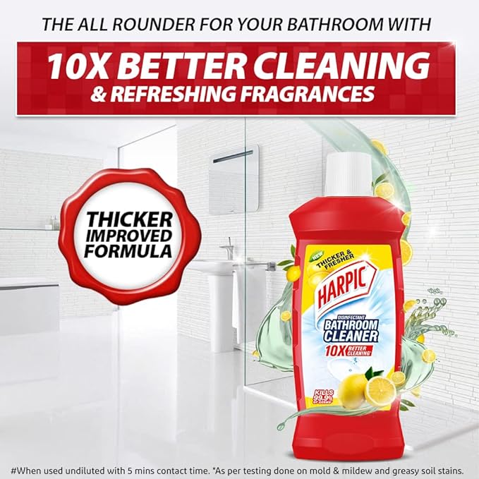 Harpic Bathroom Cleaner Liquid and New Thicker Bathroom Floor Cleaner Red Harpic Bottle